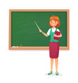 Chalkboard and teacher female professor teach at Vector Image