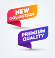 colorful label new collection and premium quality vector image