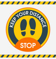 keep your distance round floor marking shoe prints vector image