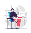 support center web concept operator in headphones vector image