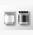 glass jar with black and white labels lids vector image vector image
