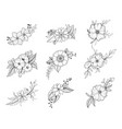 hand drawn doodle floral element collection vector image