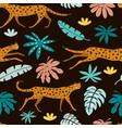 seamless pattern with leopards and tropical vector image