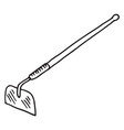 hoe ink drawing farming tool sketch gardening vector image