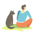 dog pet sitting with owner full in thoughts vector image