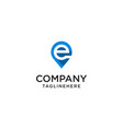 letter e with map pointer logo design concept vector image