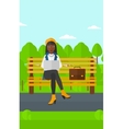 woman working on laptop vector image