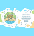 beach house on a tie banner template design round vector image