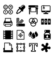 printing icons set on white background vector image vector image