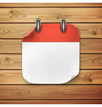 realistic calendar icon on wooden background vector image vector image