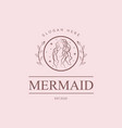 beauty mermaid logotype designgirlsea and palm vector image vector image