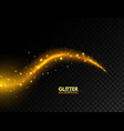 glowing golden wave glitter gold curved lines vector image