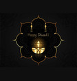 happy diwali festival lights and oil gold lamp vector image