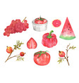 vegetables and fruit set watercolor vector image