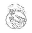 hand holding statue of liberty torch drawing vector image vector image