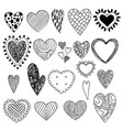 heart doodles valentine day symbols sketch love vector image