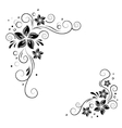 Floral corner design ornament black flowers on Vector Image