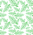 green branch with leaves seamless pattern on white vector image