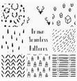 abstract hand drawn black seamless patterns vector image vector image