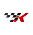 letter k with racing flag logo vector image vector image
