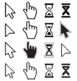 Glowing neon cursors icons - arrow hourglass hand Vector Image