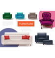 realistic furniture elements composition vector image