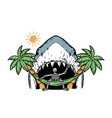 shark attacks the relaxing skull vector image