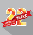 22nd years anniversary celebration design vector image