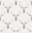 grunge seamless pattern with bull skull vector image