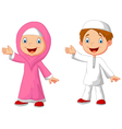 happy muslim kid cartoon vector image
