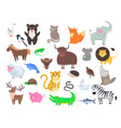 cute animals cartoon flat set vector image