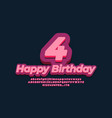 number four year celebration birthday font 3d vector image