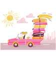 woman driving car glamour blond vector image