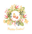happy easter greeting card with chickens and eggs vector image