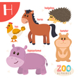 Letter H Cute animals Funny cartoon animals in Vector Image