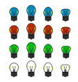 set colored bulb isolated on white background vector image