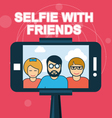 selfie with friends - smartphone on stick vector image vector image
