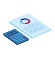 calculator math and document with infographic vector image