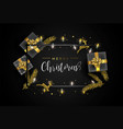 gold christmas card frame with gift decoration vector image vector image