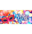 red carnival mask with feathers on shining bokeh vector image