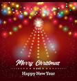lights christmas tree red card vector image