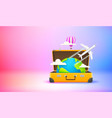season travel concept with suitcase 3d banner vector image