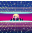 synthwave retro futuristic landscape with city vector image