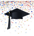 graduate cap on a background of multicolor vector image vector image