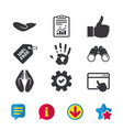 hand icons like thumb up and insurance symbols vector image