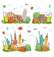 travel icons and different landmarks famous world vector image