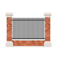 brick and steel fence isolated on white background vector image vector image