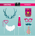 christmas retro party set glasses hats mustaches vector image