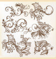 decorative swirl ornaments and fishes for design vector image