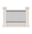 brick and steel fence isolated on white background vector image vector image